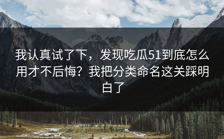我认真试了下，发现吃瓜51到底怎么用才不后悔？我把分类命名这关踩明白了