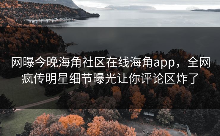 网曝今晚海角社区在线海角app，全网疯传明星细节曝光让你评论区炸了