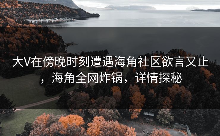 大V在傍晚时刻遭遇海角社区欲言又止，海角全网炸锅，详情探秘