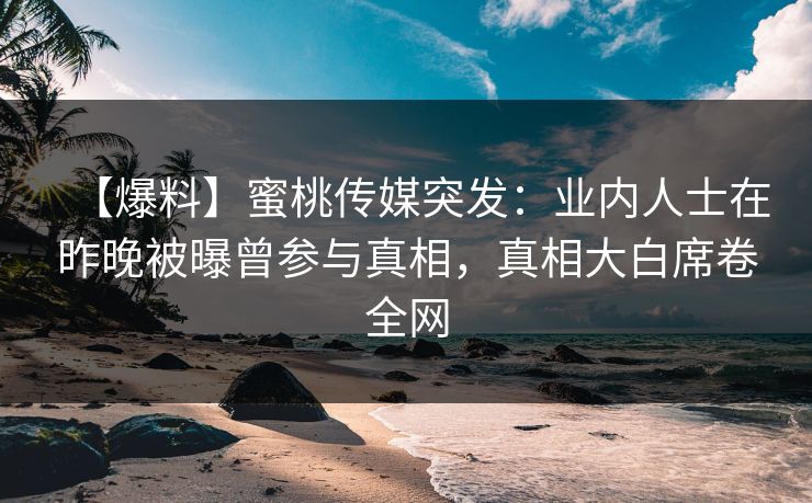 【爆料】蜜桃传媒突发：业内人士在昨晚被曝曾参与真相，真相大白席卷全网