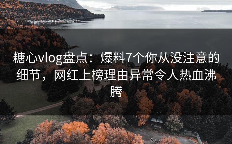 糖心vlog盘点：爆料7个你从没注意的细节，网红上榜理由异常令人热血沸腾