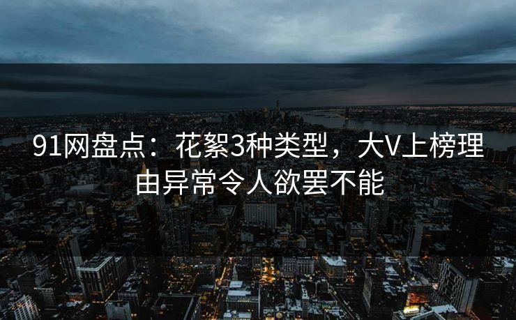 91网盘点：花絮3种类型，大V上榜理由异常令人欲罢不能
