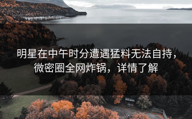 明星在中午时分遭遇猛料无法自持，微密圈全网炸锅，详情了解
